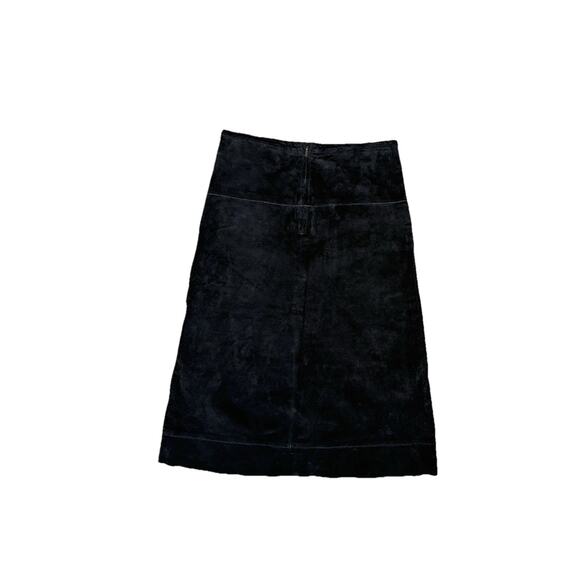 Vintage Dollhouse Suede Leather Midi Skirt Y2K 90s Black Carpenter Long Small - Picture 5 of 5